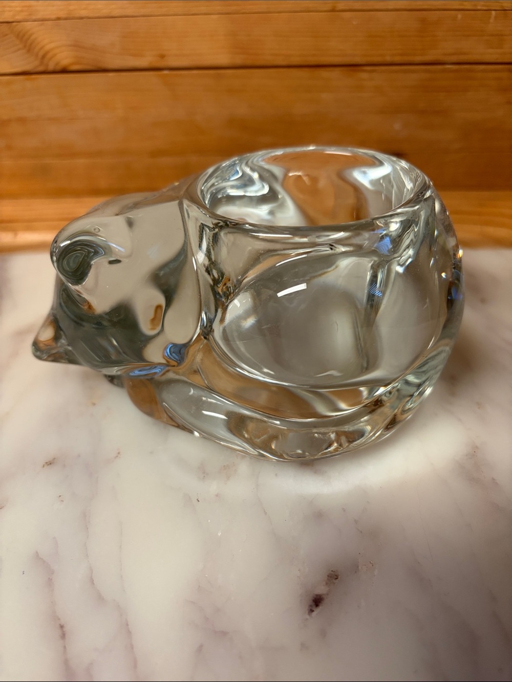 Clear Glass Cat Candle Holder